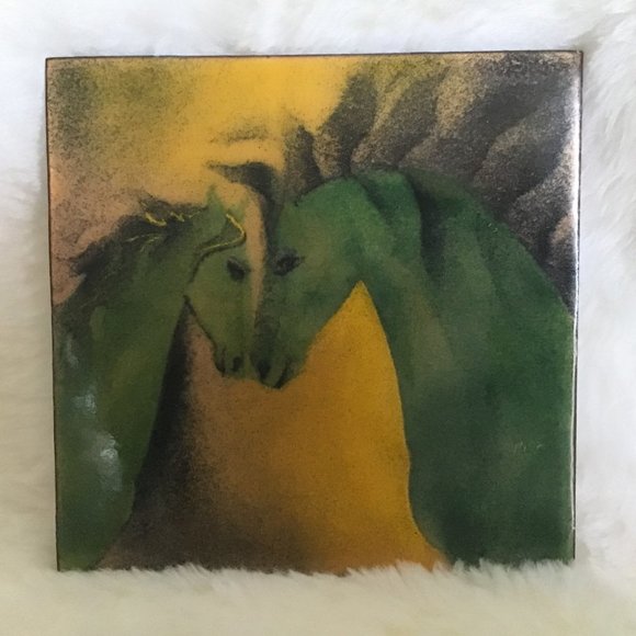 Handmade Enamel on Copper Decorative Art Tile - Picture 4 of 5